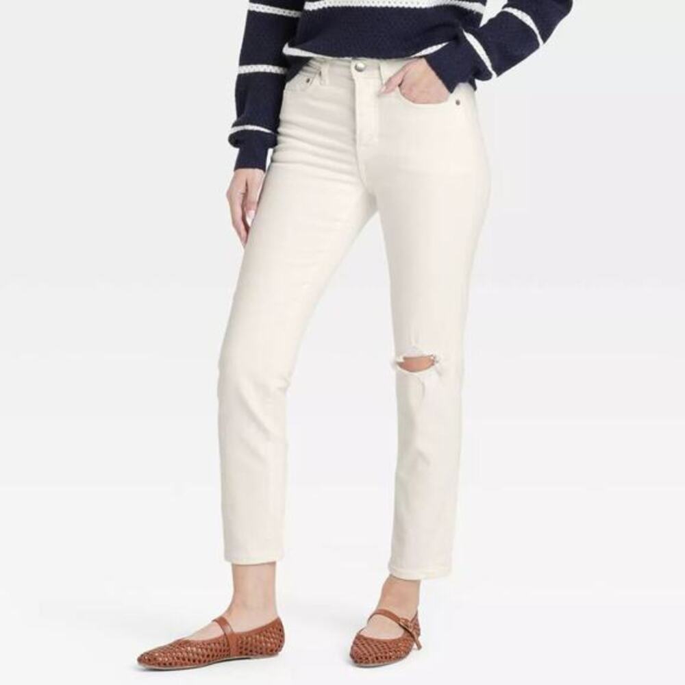 Universal Thread Women's Mid Rise 80's Slim Fit Jeans White Size 2‎ Reg